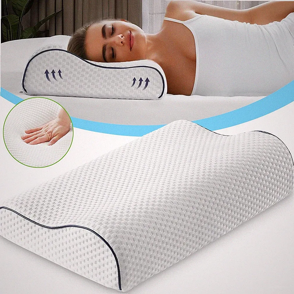 Memory Foam Kissen Ergonomisches Nackenstützkissen Kopfkissen Waschbarem Bezug