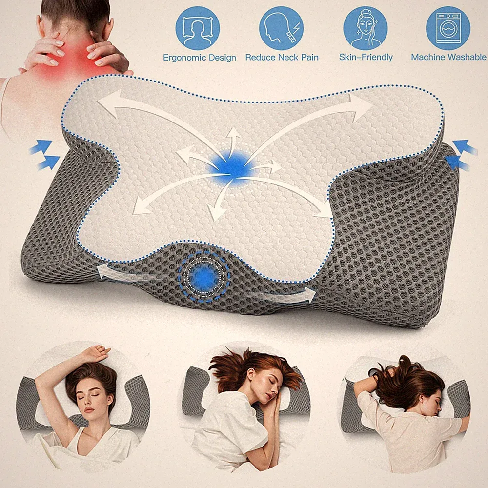 Memory Foam Kissen für Hals Nacken Schulter Orthopädische Schmerzlinderung DHL