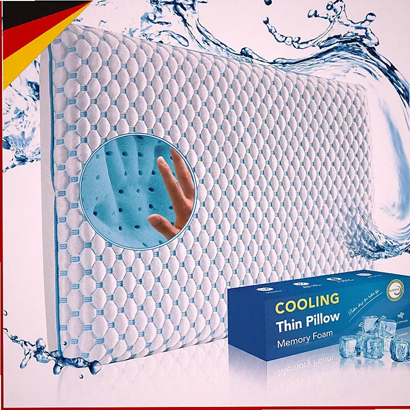 Memory Foam Kissen Kühlend Orthopädisch Flach 40x60 für Bauchschläfer