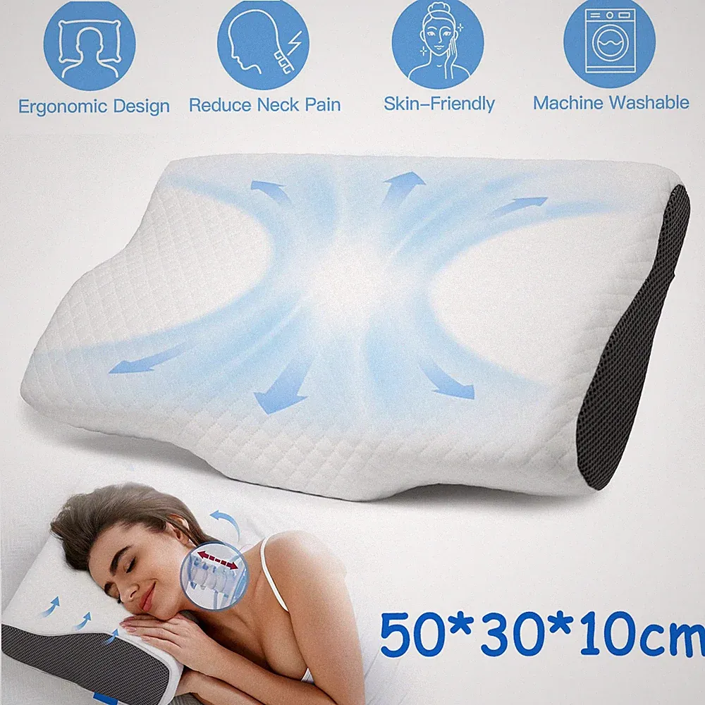 Memory Foam Kissen Nackenkissen Seitenschläferkissen Schlafkissen 50x30x10cm