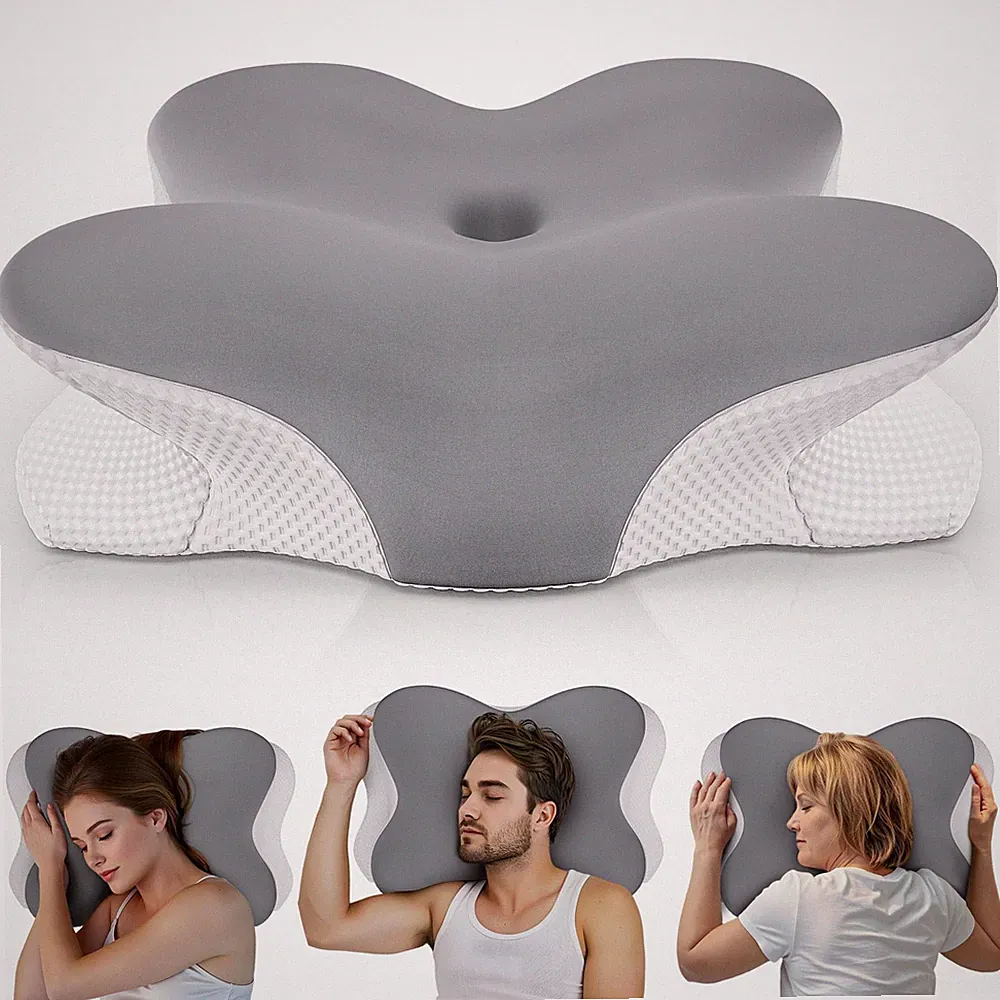 Memory Foam Kissen Orthopädische Nackenstütze Seitenschläfer Halskissen Grau