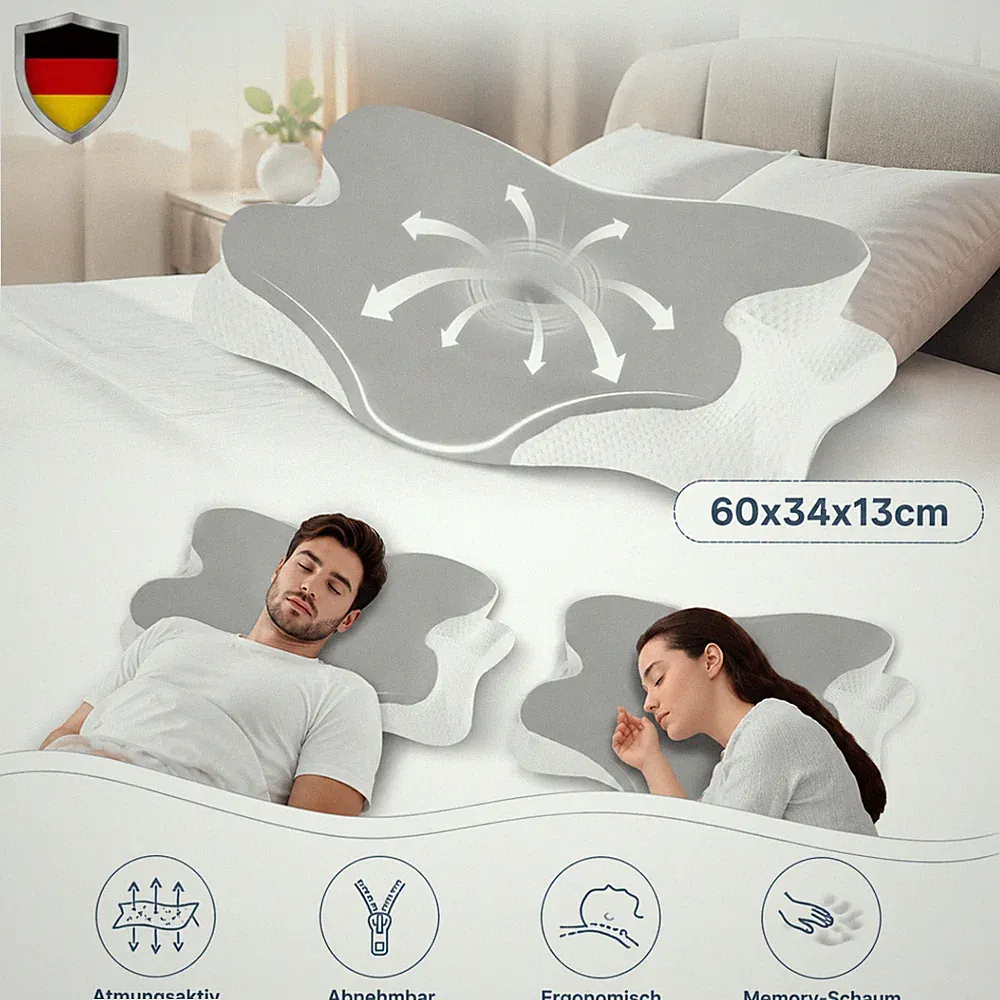 Memory Foam Kopfkissen Nackenkissen gegen Nackenschmerzen Orthopädisch Kissen DE