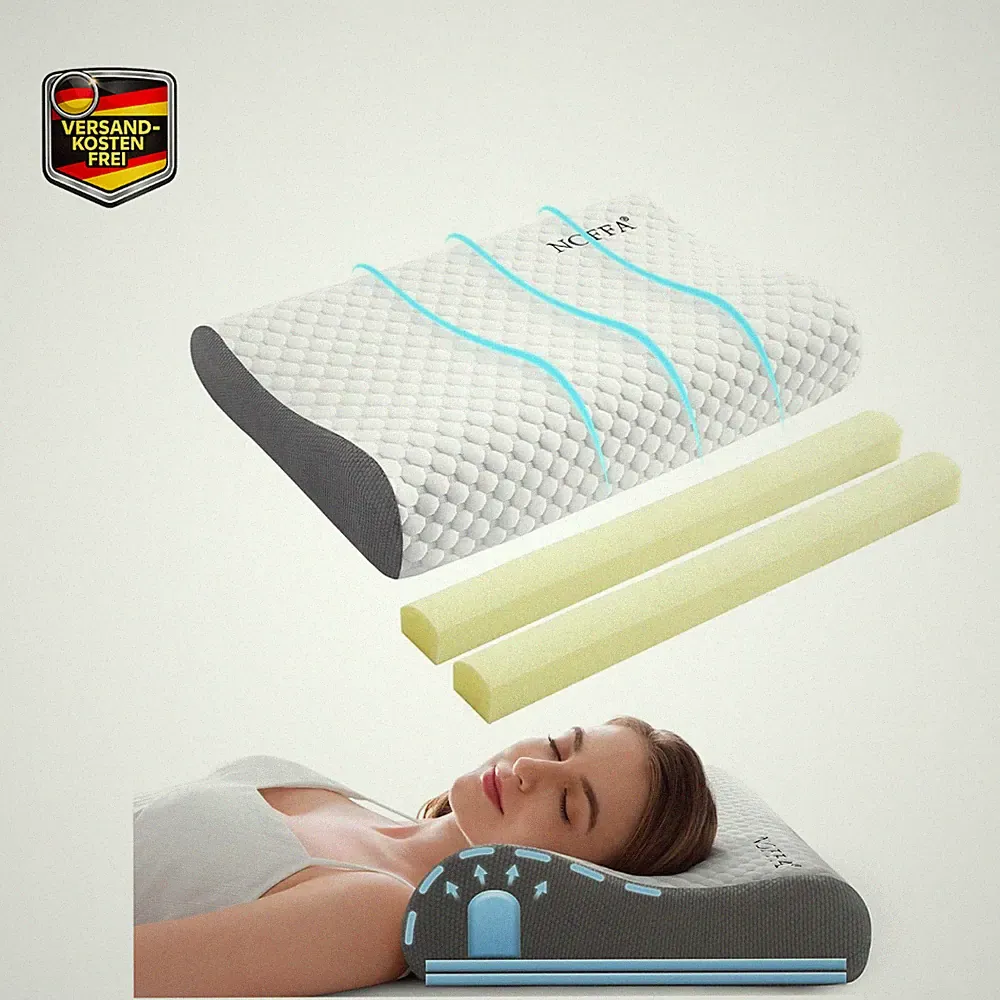 Memory Foam Kopfkissen Orthopädisch 55x35cm Höhenverstellbar