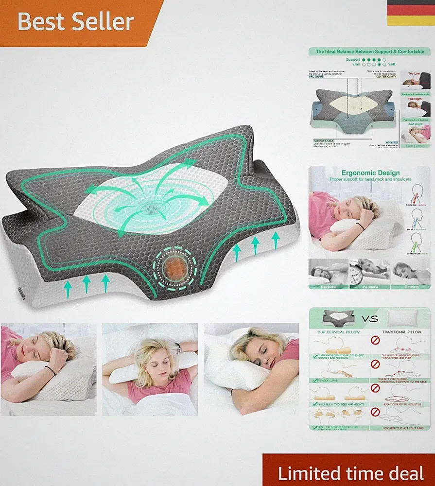 Memory Foam Kopfkissen zur Linderung von Nacken- und Schulterschmerzen - 64x38cm