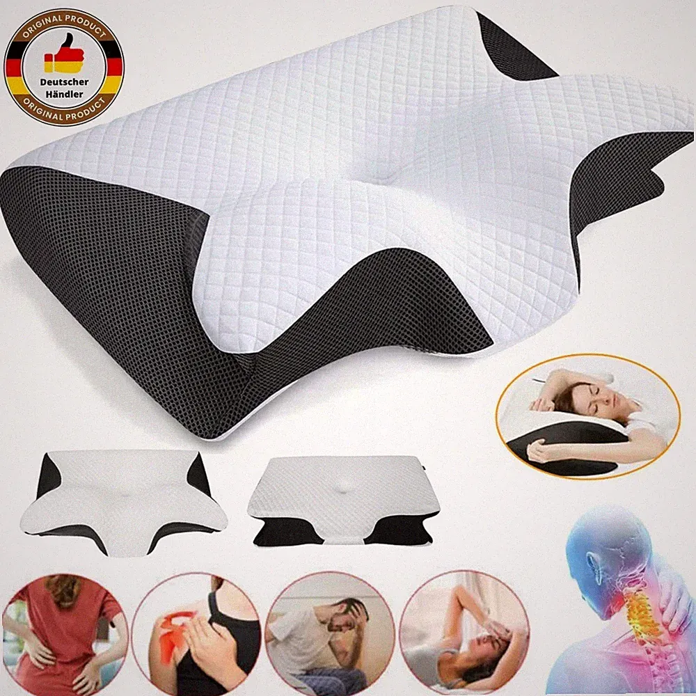 Memory Foam Nackenkissen 2-in-1 orthopädisch ergonomisch gegen Nackenschmerzen
