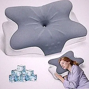Memory Foam Nackenkissen für Seiten-, Rücken- & Bauchschläfer, ergonomisch, Grau