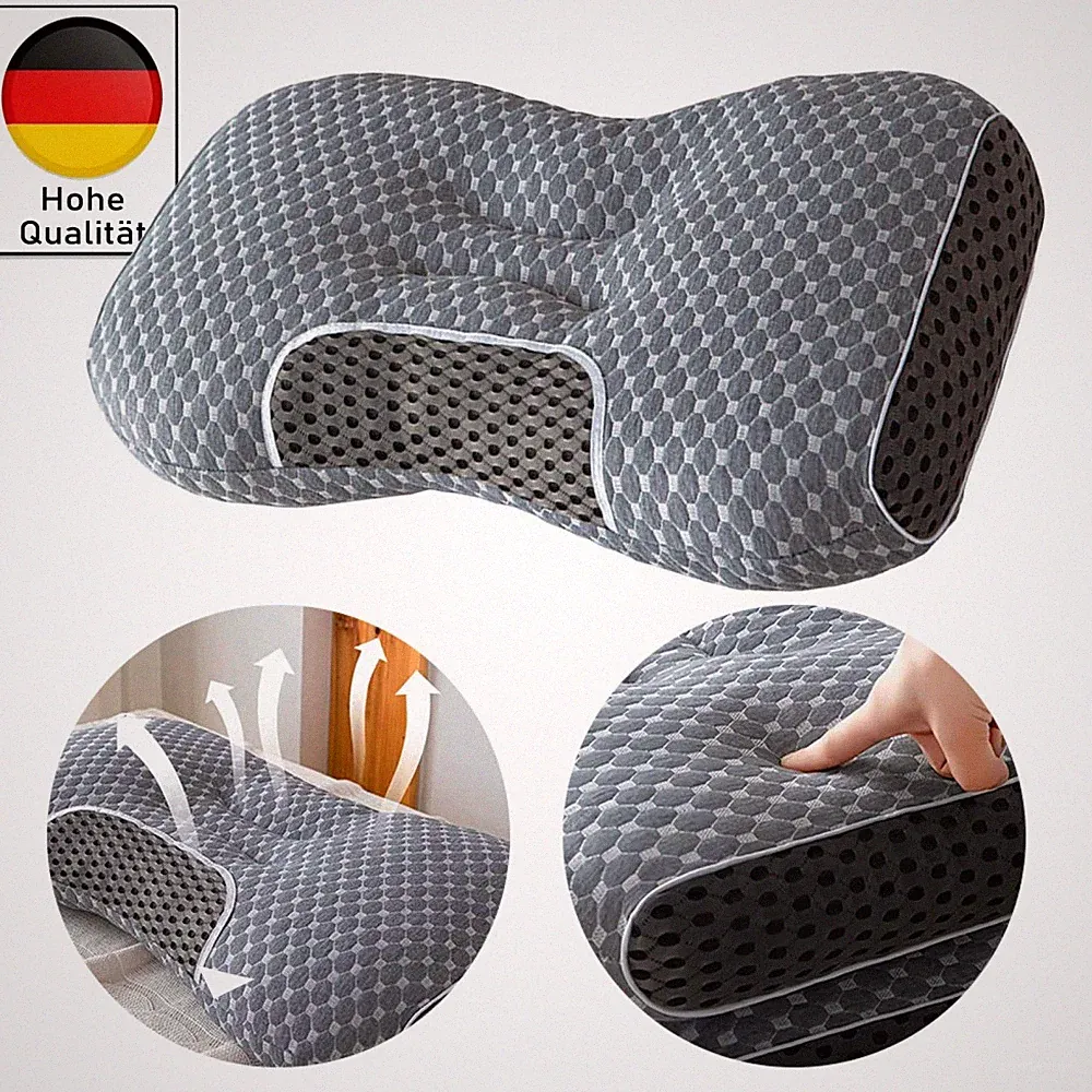 Memory Foam Nackenkissen Orthopädisch Atmungsaktiv Waschbarer Bezug Halsstütze