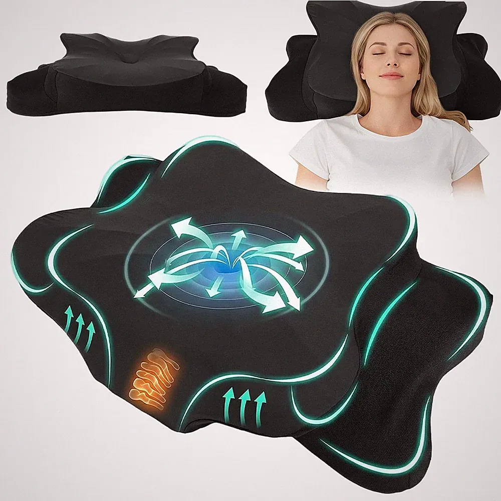 Memory Foam Nackenkissen Orthopädisch Schwarz Therapie Gegen Nackenschmerzen