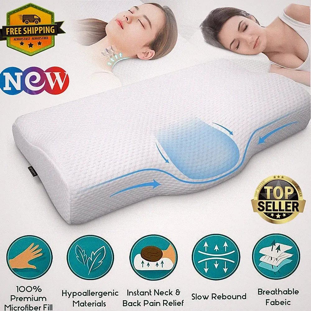 Memory Foam Nackenkissen Orthopädisches Kopfkissen Waschbar Schlaf Körperkissen