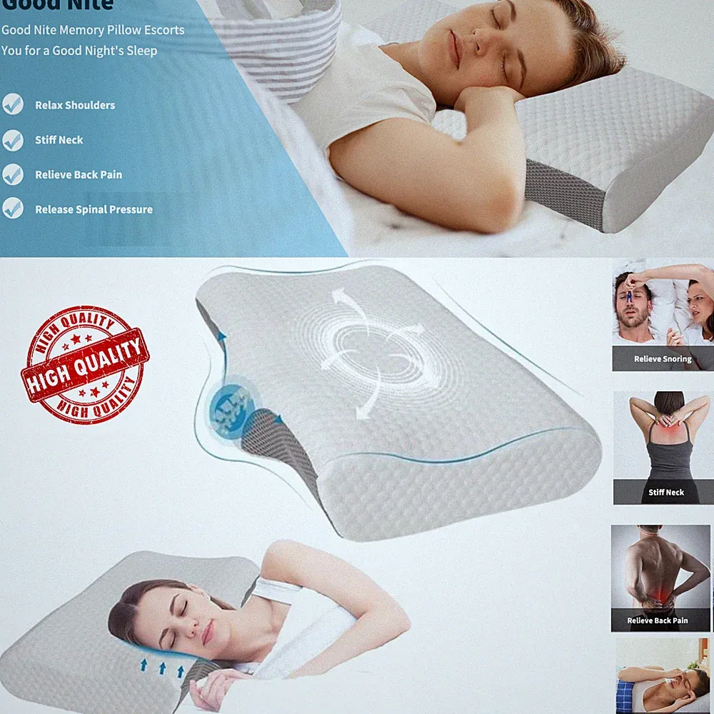 Memory Foam Nackenorthopädisches Kissen Ergonomisches Halskissen Nackenschmerzen UVP 29,9£
