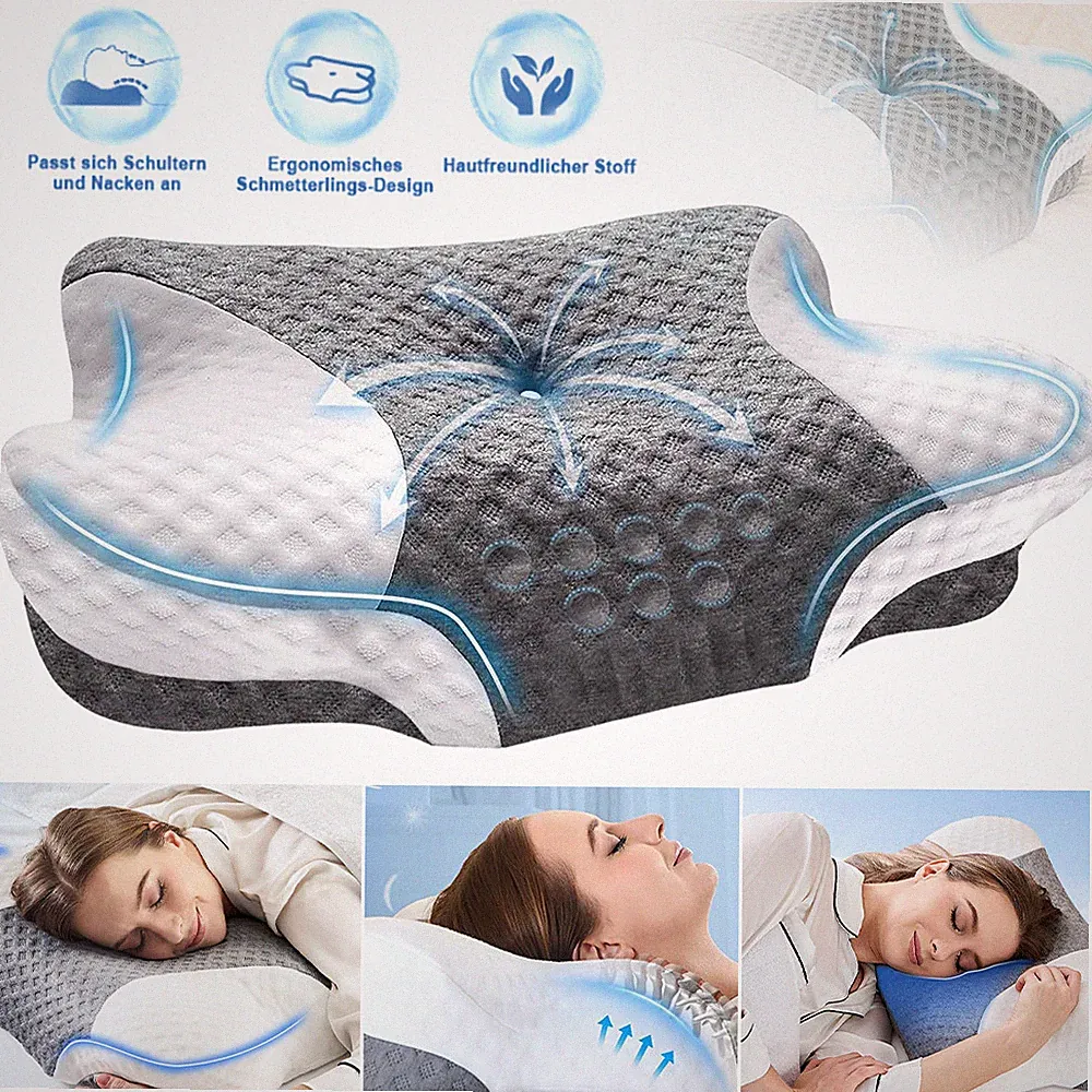 Memory Foam Nackenstützkissen Kopfkissen Nackenkissen Ergonomisch Antibakteriell