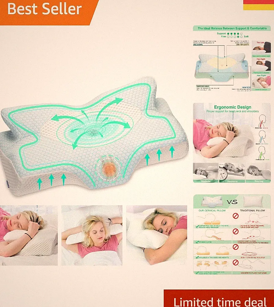 Memory Foam Nackenstützkissen Orthopädisch Seitenschläferkissen Schlafkissen