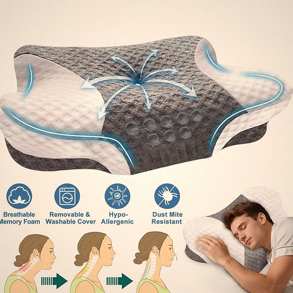 Memory Foam Nackenstützkissen Schlafkissen Nackenkissen Soft Antibakteriell