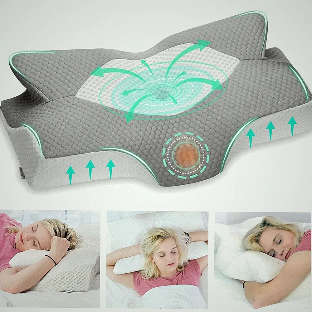Memory Foam Nackenstützkissen Seitenschläferkissen orthopädisch Grau