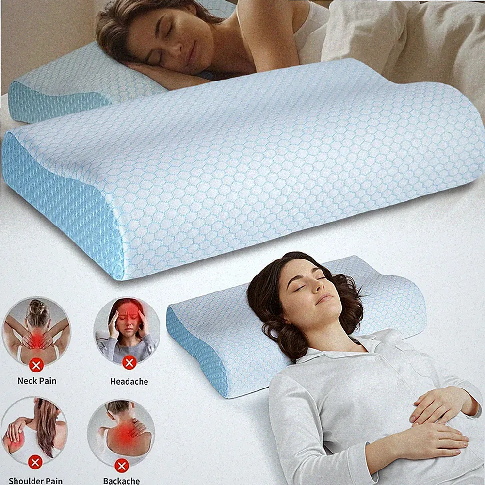 Memory Foam Orthopädisches Nackenkissen Höhenverstellbar Kopfkissen Ergonomisch