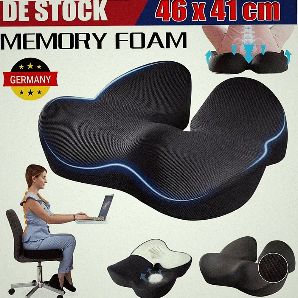 Memory Foam Orthopädisches Sitzkissen für Rücken, Ischias Schmerzlinderung DHL