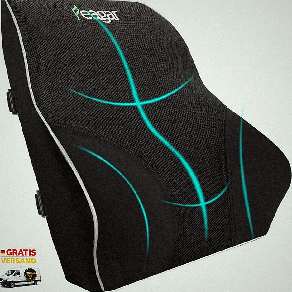 Memory Foam Rückenkissen 34x13x34 cm Schwarz Orthopädisch