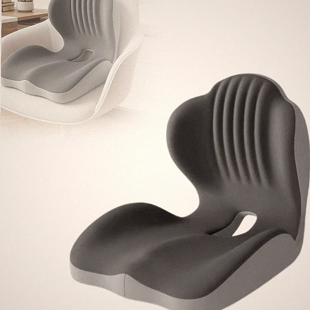 Memory Foam Sitzkissen, L-Orthopädisches für Bürostuhl Auto Zuhause Schwarz Grau