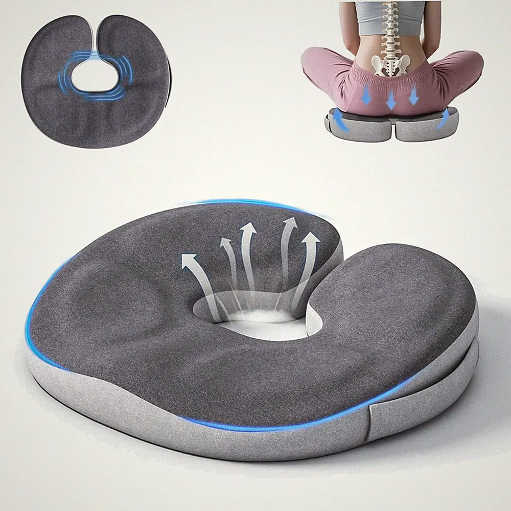 Memory Foam Sitzkissen Orthopädisch Druckentlastung Steißbein Grau
