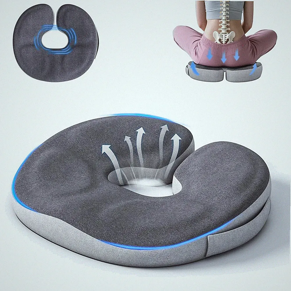 Memory Foam Sitzkissen orthopädisch ergonomisch Druckentlastung Grau