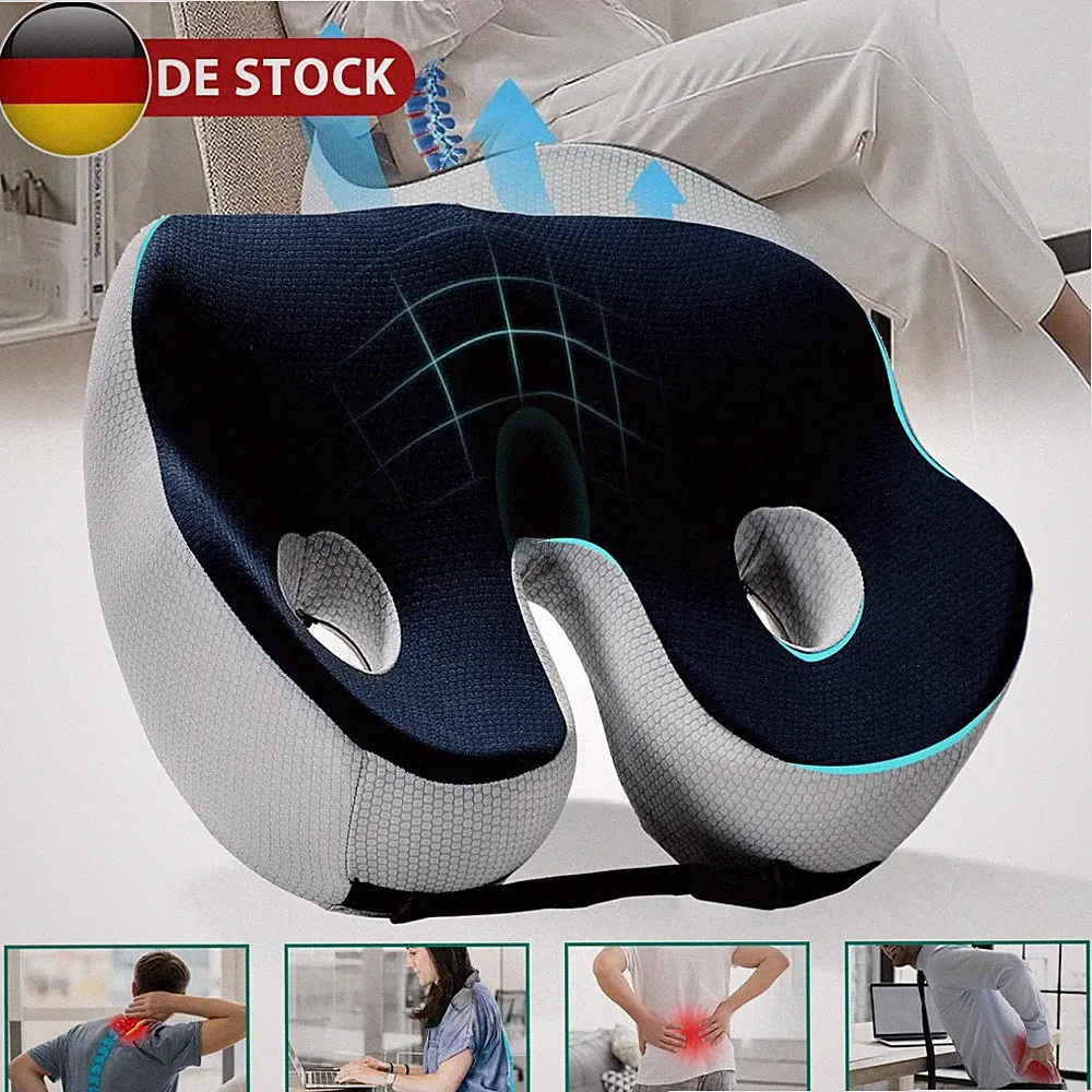Memory Foam Sitzkissen Orthopädisch mit Anti-Rutsch-Basis für mehr Komfort