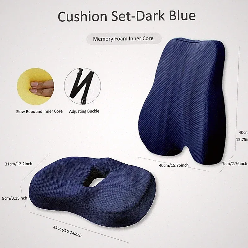 Memory Foam Sitzkissen Rückenstütze Set Orthopädische Polster Hüfte