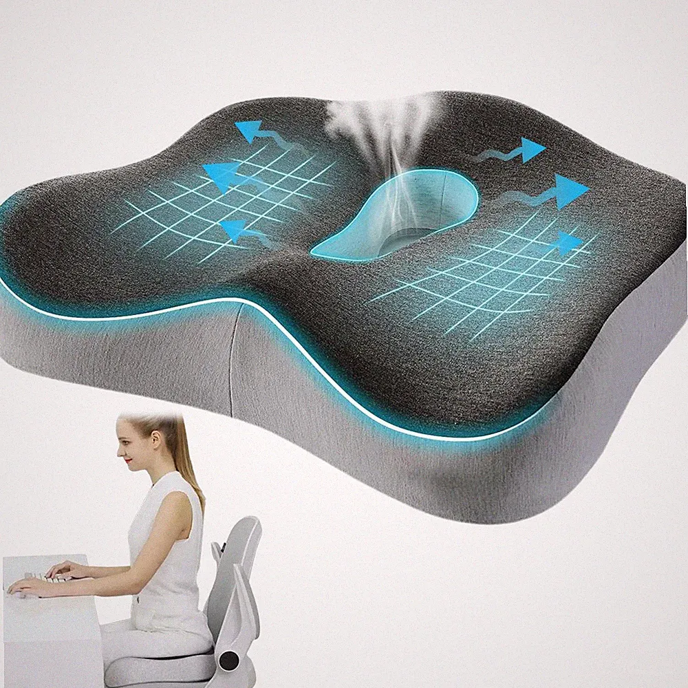 Memory Foam Steißbeinkissen 40x34.5cm Orthopädisch Ergonomisch Bürostuhl