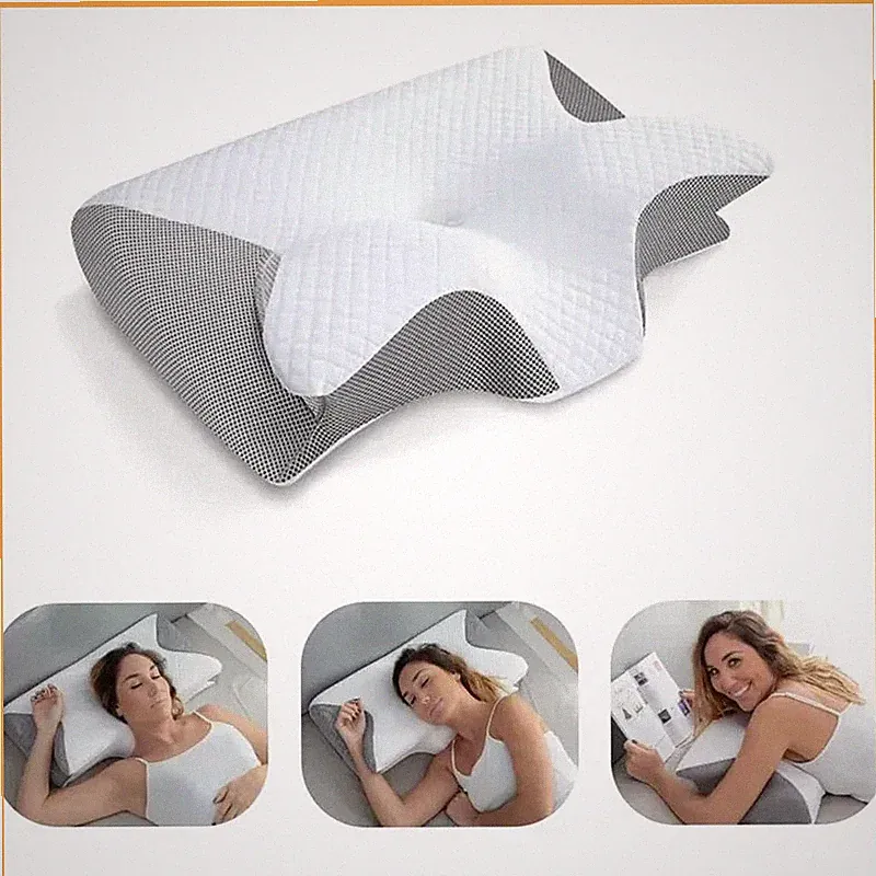 Memory Schaum Halskissen, 2-in-1 orthopädisches Kissen mit ergonomischer