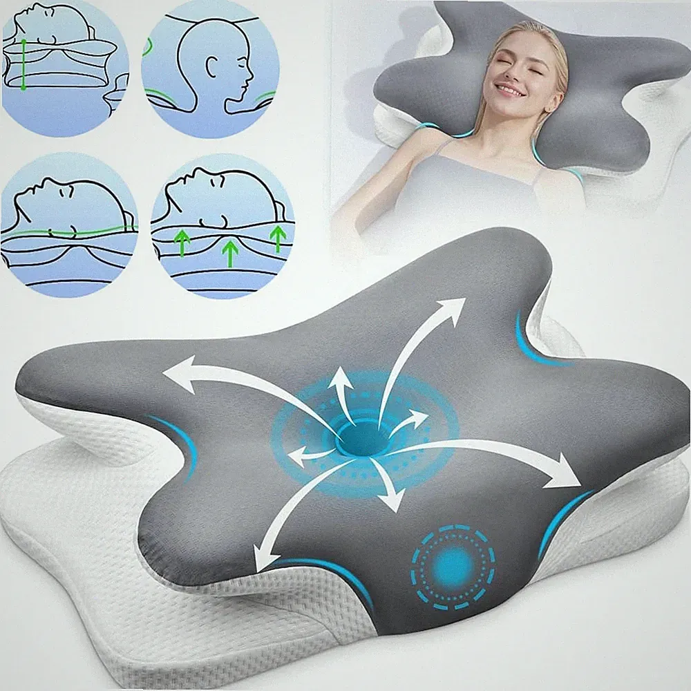 Memory-Schaum-Kissen Nackenkissen Orthopädisches Kissen Mit 3D Mesh-Kissenbezug