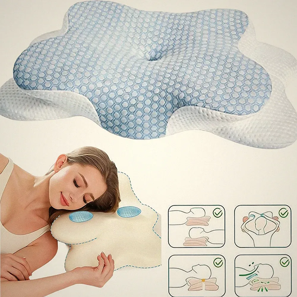 Memory Schaum Kissen Orthopädisches Kopfkissen Nackenkissen für Bauchschläfer