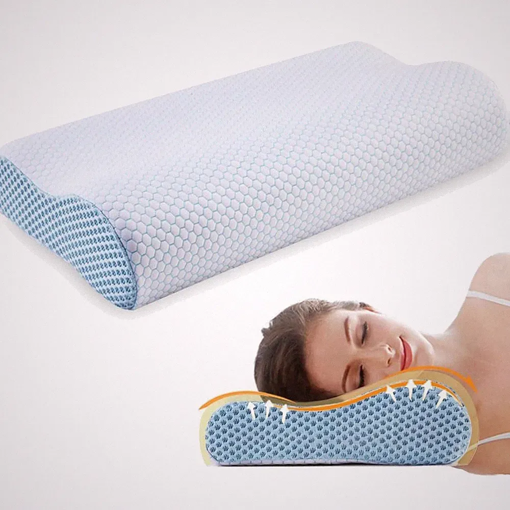 Memory Schaum Nackenkissen Ergonomisch Orthopädisch Kissenbezug
