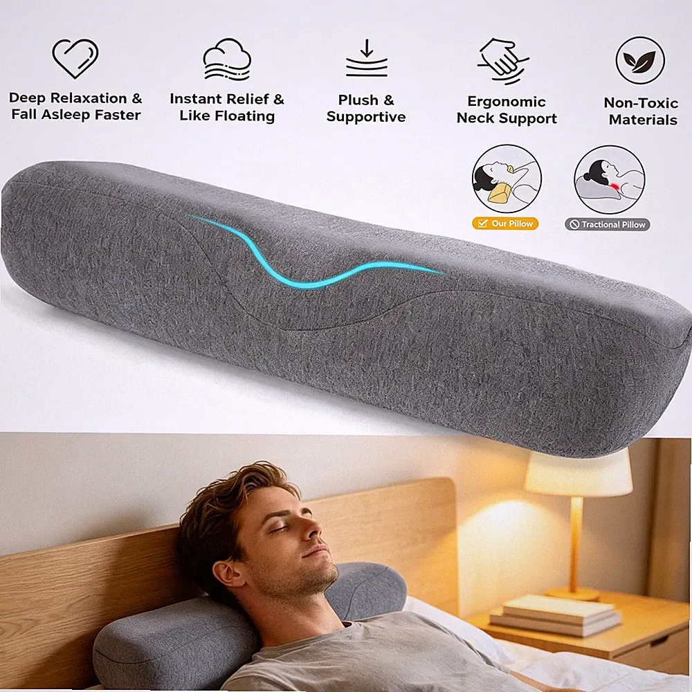 Memory-Schaum Nackenkissen Ergonomische Stützrolle Orthopädisches Nackenrolle
