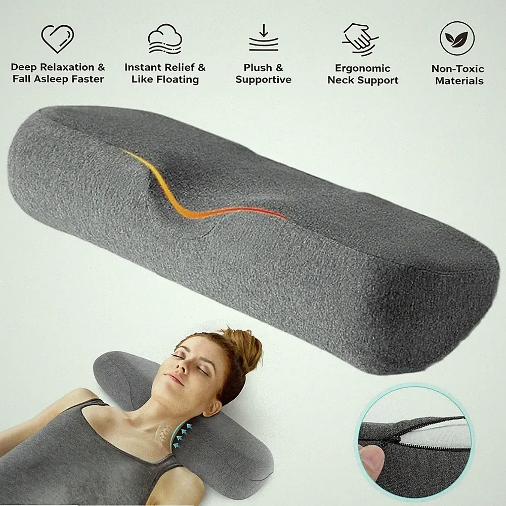 Memory-Schaum Nackenrolle Orthopädisches Nackenkissen Waschbar Kissen Mit Bezug