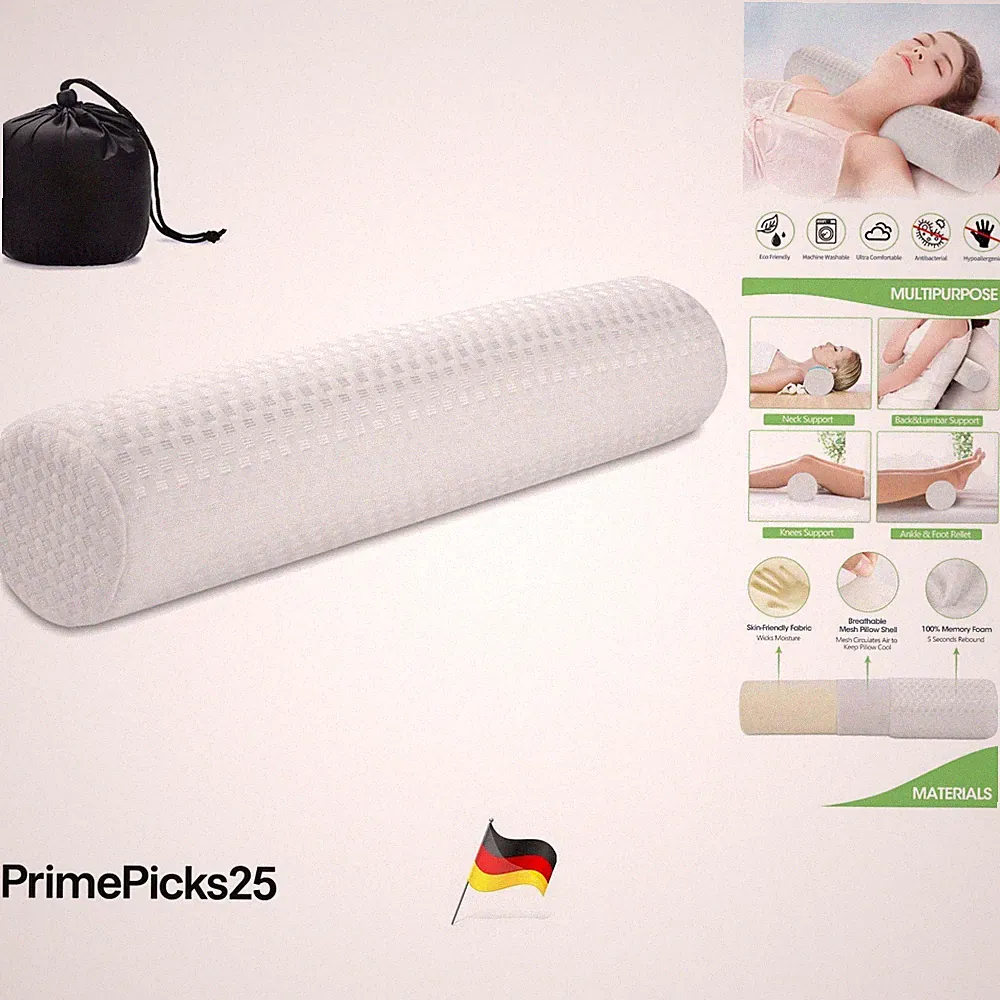 Memory-Schaum Nackenrolle Rundkissen Waschbar 45x10cm Orthopädisch