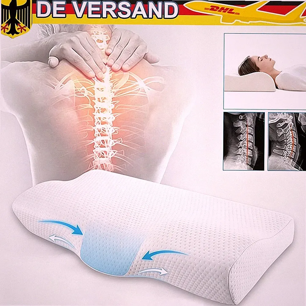 Memory-Schaum Schlafkissen ergonomisch für Seiten Rücken Bauchschläfer Weiß
