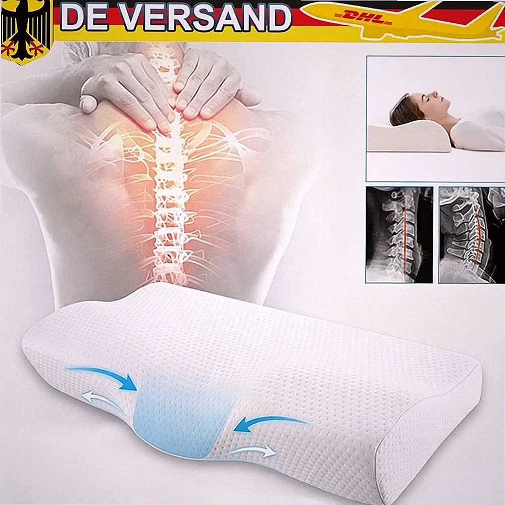 Memory-Schaum Schlafkissen ergonomisch für Seiten Rücken Bauchschläfer Weiß