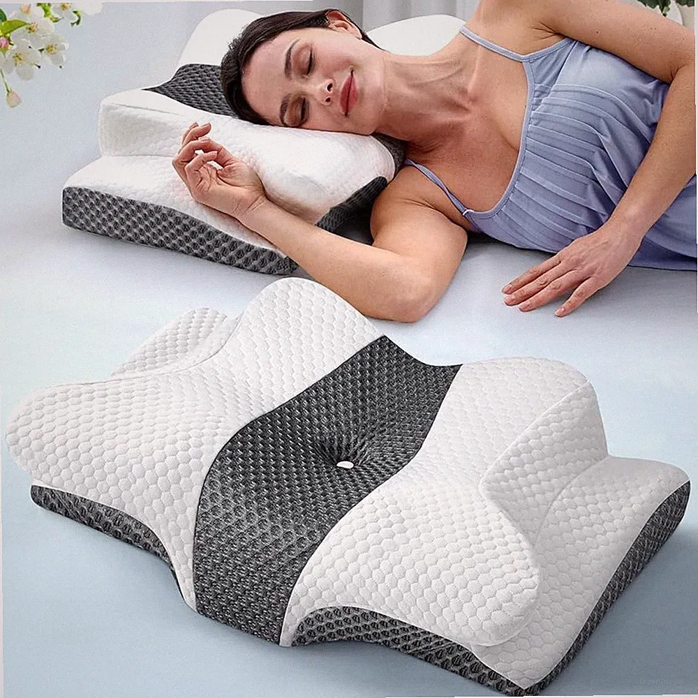 Memory Schaum Schlafkissen Reisekissen Ergonomisches Waschbar Antischnarchkissen