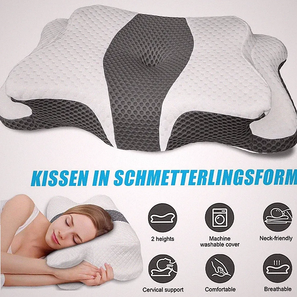 Memory Schaum Schlafkissen Reisekissen Orthopädisches Waschbar Atmungsaktiver