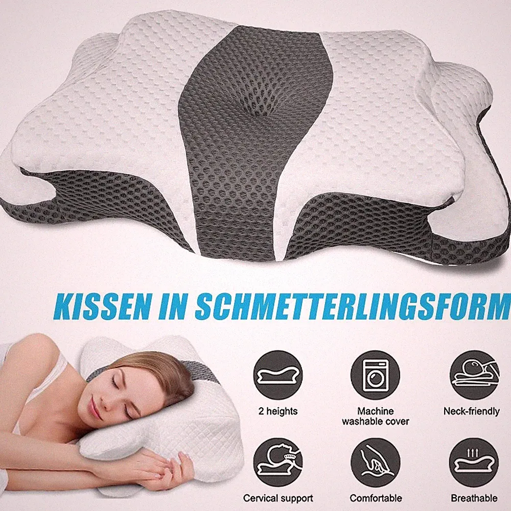 Memory Schaum Schlafkissen Reisekissen Orthopädisches Waschbar Atmungsaktiver
