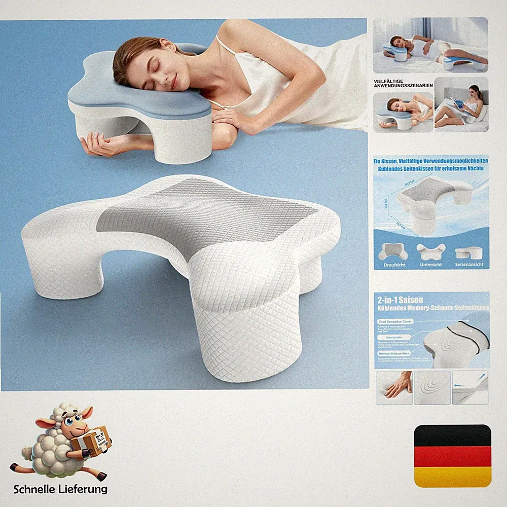 Monsao Orthopädisches Seitenschläferkissen Memory Foam mit Armausschnitt und...