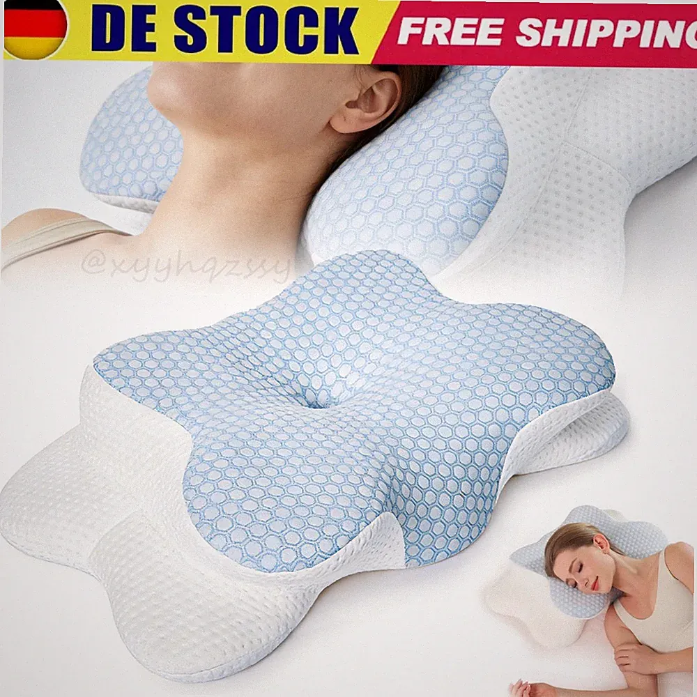 Nacken Therapiekissen Memory Schaum Blau Orthopädisch Ergonomisch Schmerzen