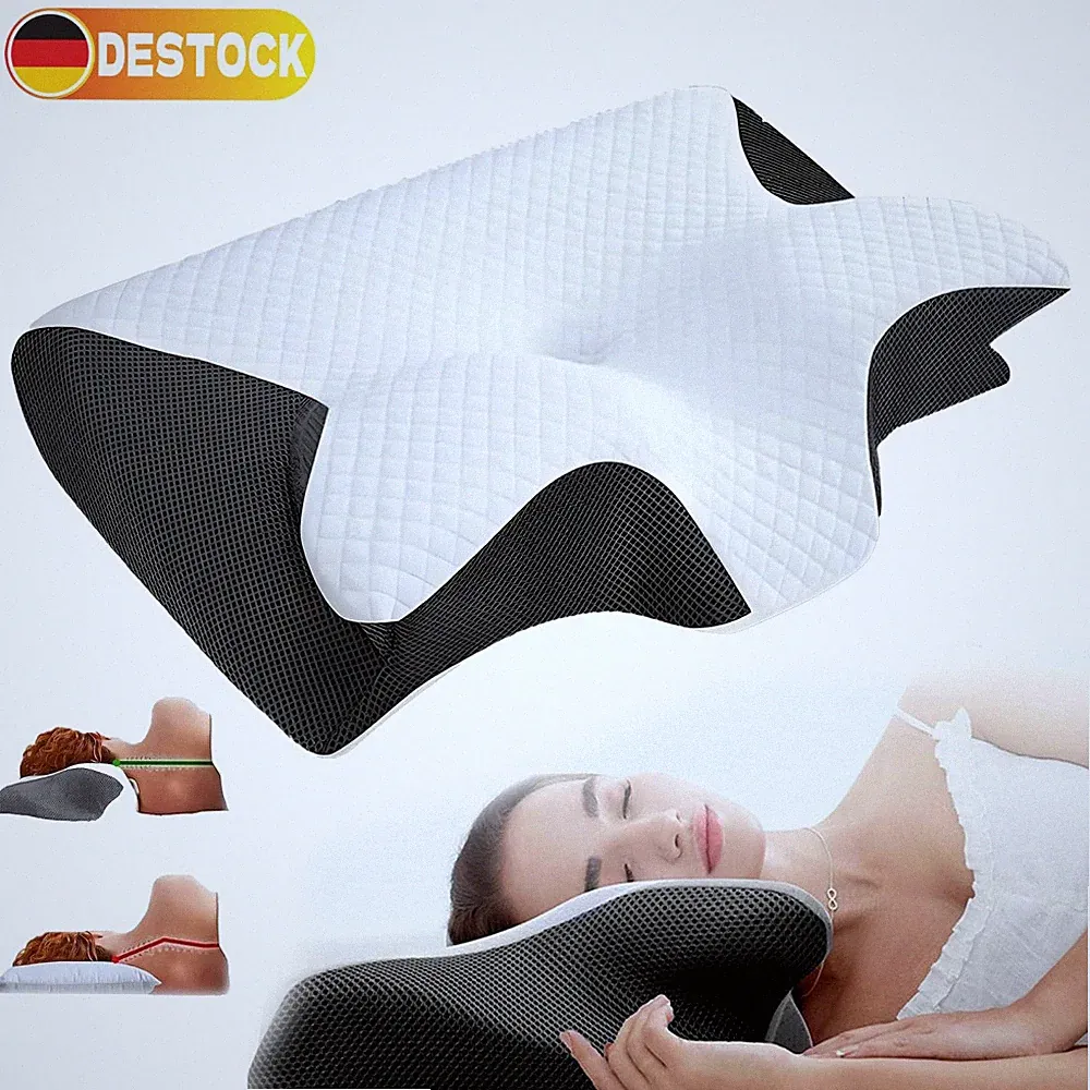 Nacken Therapiekissen Memory Schaum Schwarz Orthopädisch Ergonomisch Schmerzen