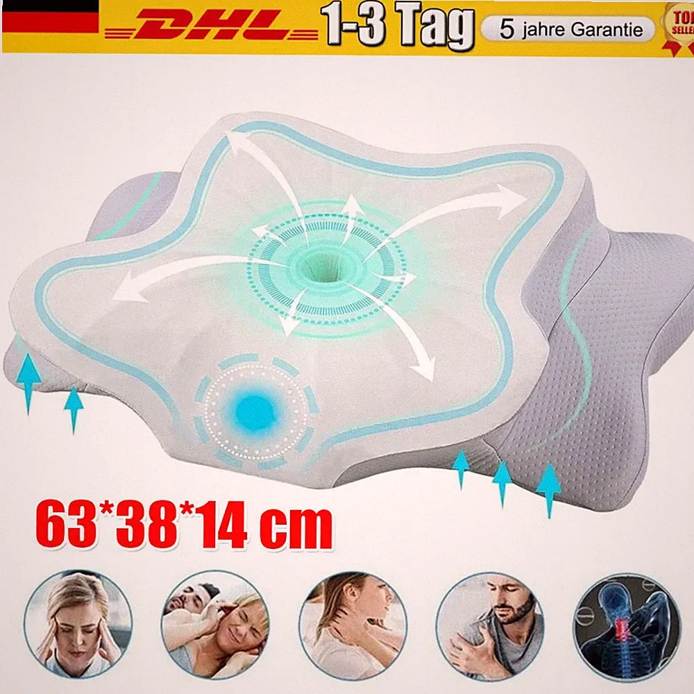 Nacken Therapiekissen Memory Schaum weißgrau Orthopädisch Ergonomisch Schmerzen