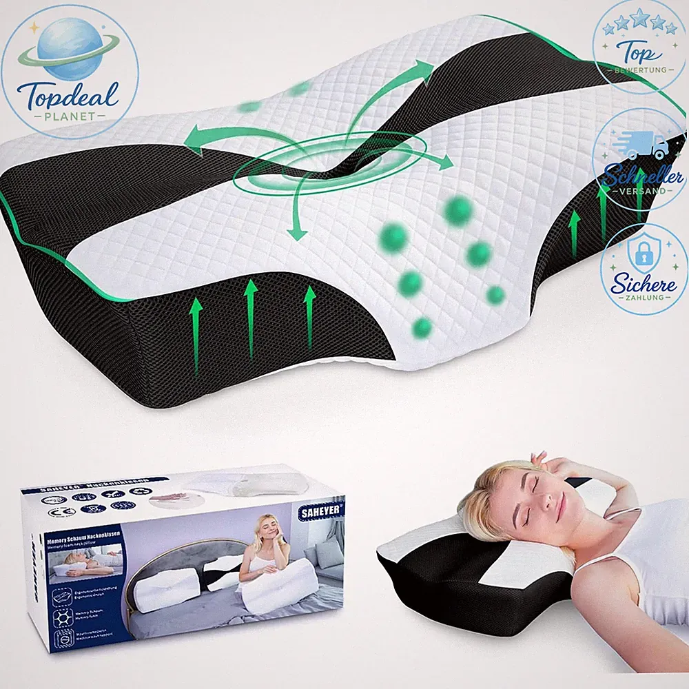 Nackenkissen Ergonomisch Orthopädisches Memory Foam 60x40x13/11cm für
