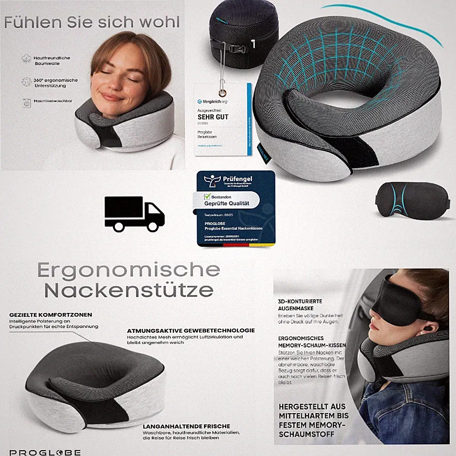 Nackenkissen Flugzeug Reisekissen 100 Memory Foam Orthopädisch 3