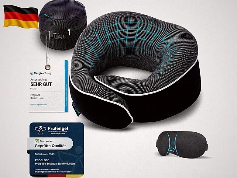 Nackenkissen Flugzeug, Reisekissen 100% Memory Foam, Orthopädisches