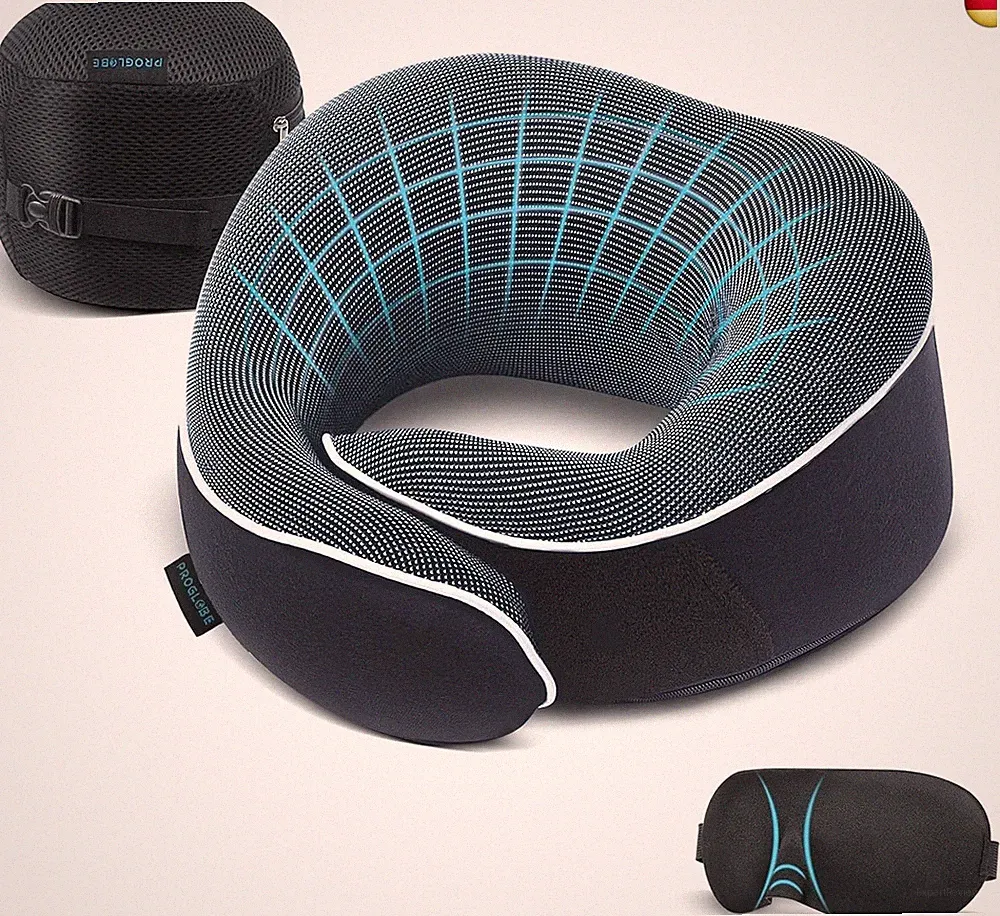 Nackenkissen Flugzeug, Reisekissen 100% Memory Foam, Orthopädisches