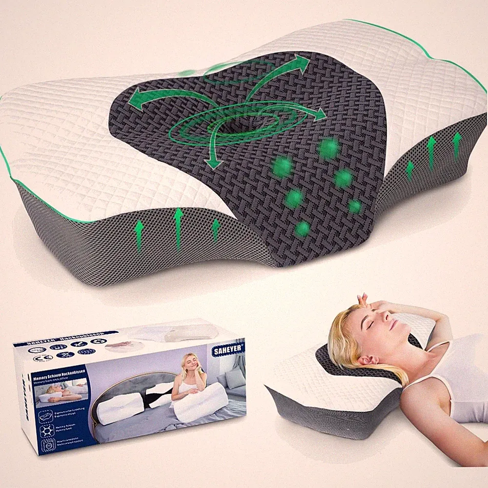 Nackenkissen, Kopfkissen, Memory Foam, orthopädisch, waschbar, atmungsaktiv