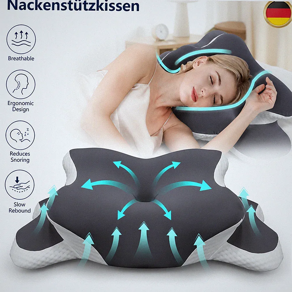 Nackenkissen Kopfkissen Memory-Schaumstoff Orthopädisch Kühlend Ergonomisch