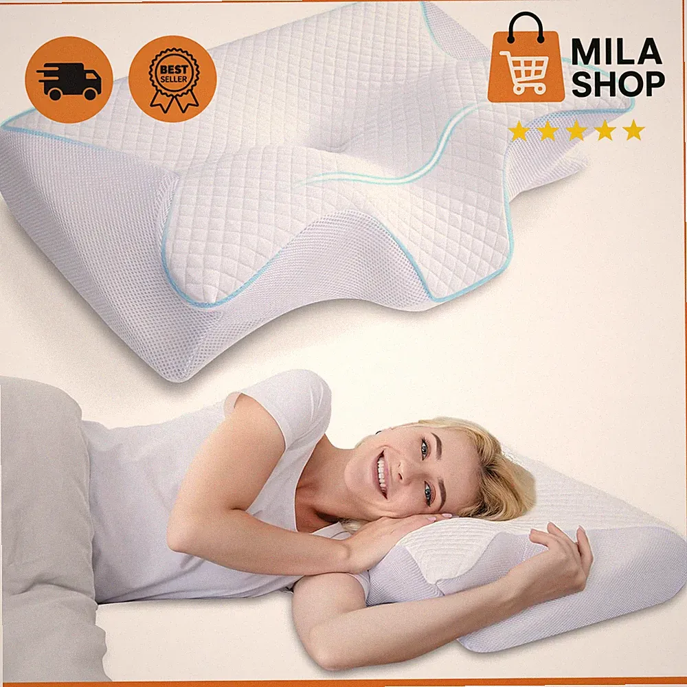 Nackenkissen Memory Foam 2 in 1 60x40x12 cm orthopaedisch Schlaf Halswirbel